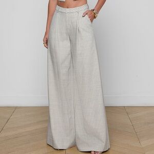 L’AGENCE Allanah Pinstripe Trouser Tan/Grey